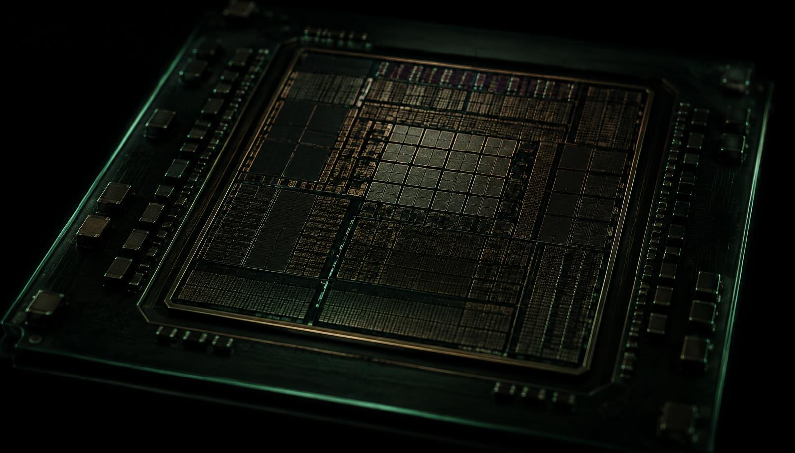Close view of an accelerator chip on its package